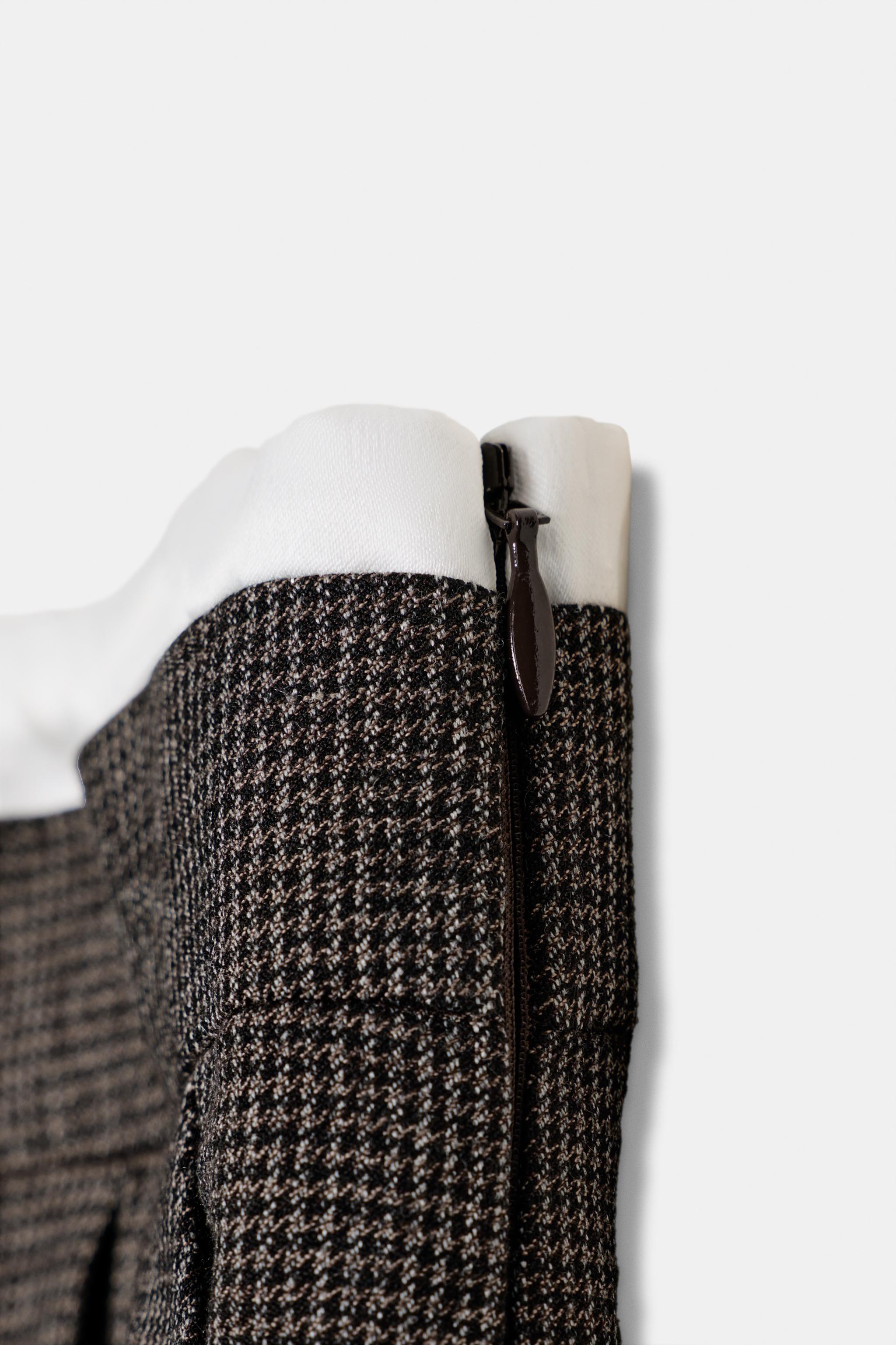 PANTALON LARGE DOUBLE TAILLE PIED-DE-POULE